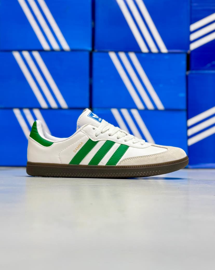 OG Samba Sneakers-White with Green Strips || Imported (Made in Vietnam)