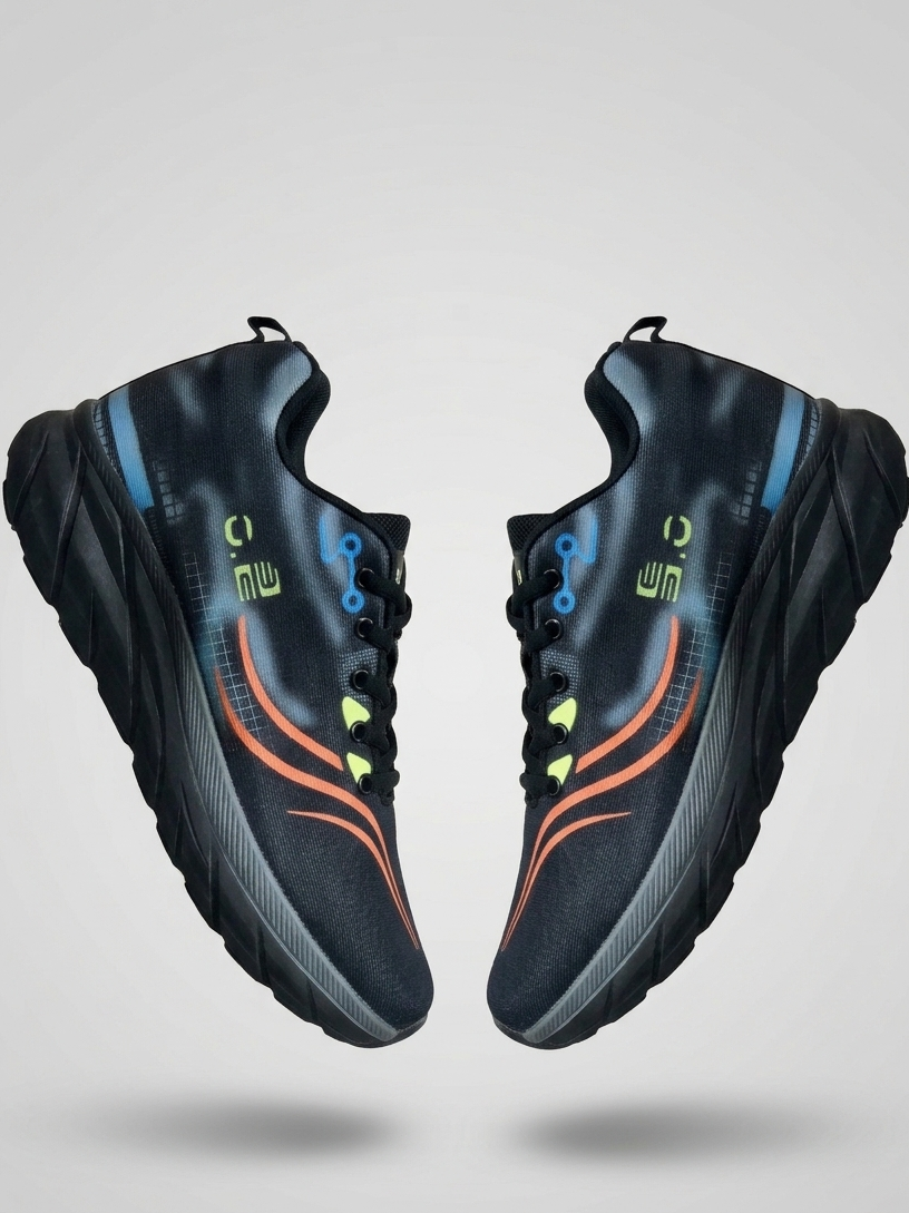 Urban Flex Lightweight Sports Shoes – Black with Neon Accents