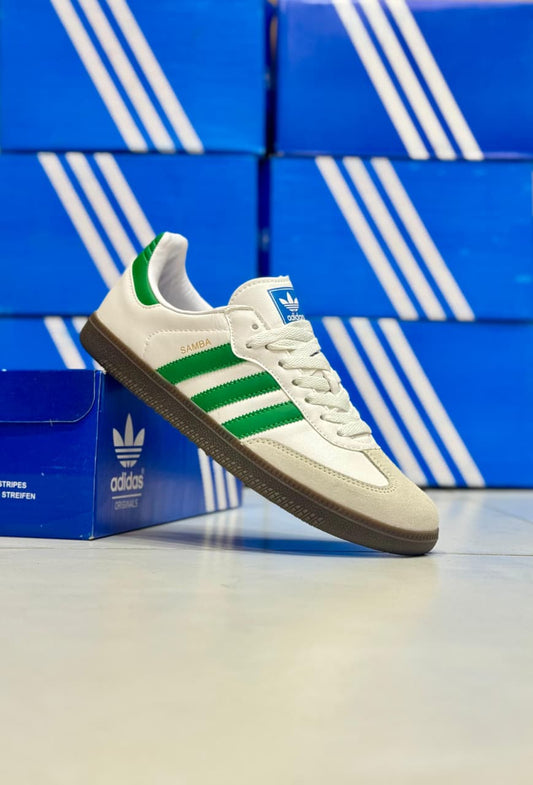 OG Samba Sneakers-White with Green Strips || Imported (Made in Vietnam)